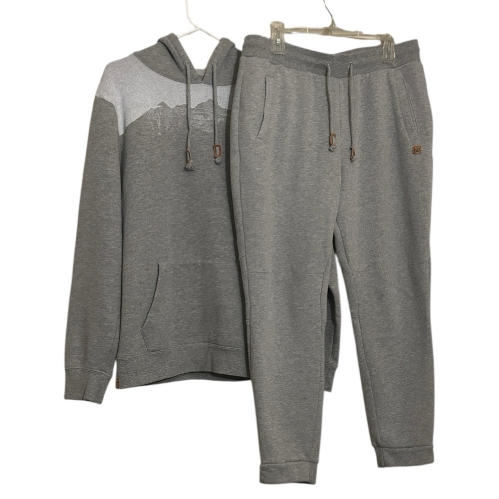 TEN Woman’s Cozy Gray Hoodie and Jogger Set Sz Large